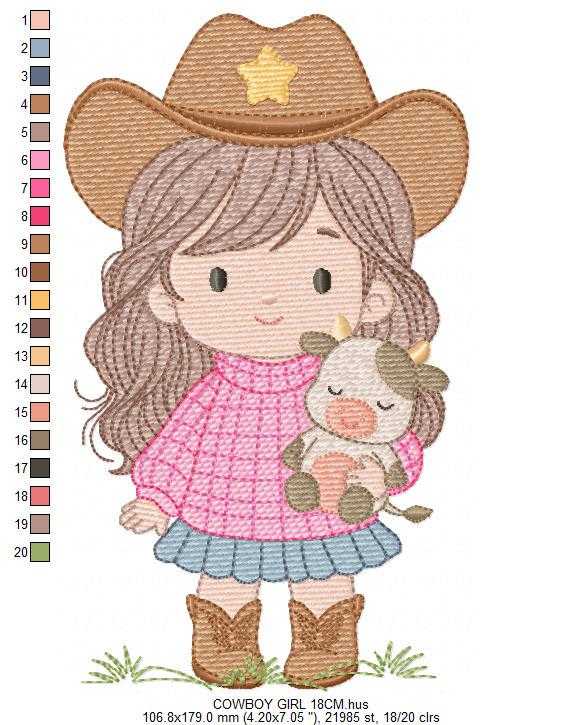 Cowgirl embroidery designs - Cowboy embroidery design machine embroidery pattern - Baby girl embroidery file - Farm cowboy hat wrangler (Copy) Marcia Embroidery