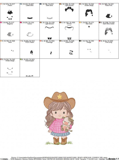 Cowgirl embroidery designs - Cowboy embroidery design machine embroidery pattern - Baby girl embroidery file - Farm cowboy hat wrangler (Copy) Marcia Embroidery