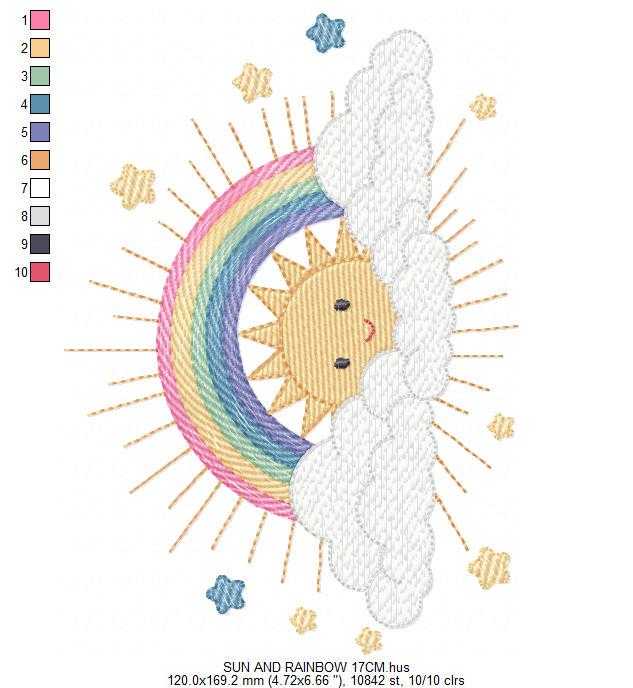 Rainbow embroidery design - Sun embroidery designs machine embroidery pattern - sky embroidery file - kid embroidery rainbow pes download (Copy) Marcia Embroidery