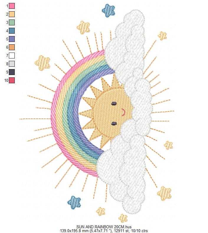 Rainbow embroidery design - Sun embroidery designs machine embroidery pattern - sky embroidery file - kid embroidery rainbow pes download (Copy) Marcia Embroidery