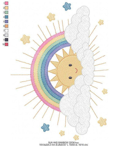 Rainbow embroidery design - Sun embroidery designs machine embroidery pattern - sky embroidery file - kid embroidery rainbow pes download (Copy) Marcia Embroidery