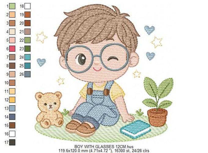 Girl with glasses embroidery designs - Teenager embroidery design machine embroidery pattern - Girl with wavy hair embroidery file download (Copy) Marcia Embroidery