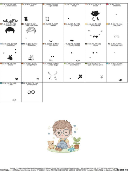 Girl with glasses embroidery designs - Teenager embroidery design machine embroidery pattern - Girl with wavy hair embroidery file download (Copy) Marcia Embroidery