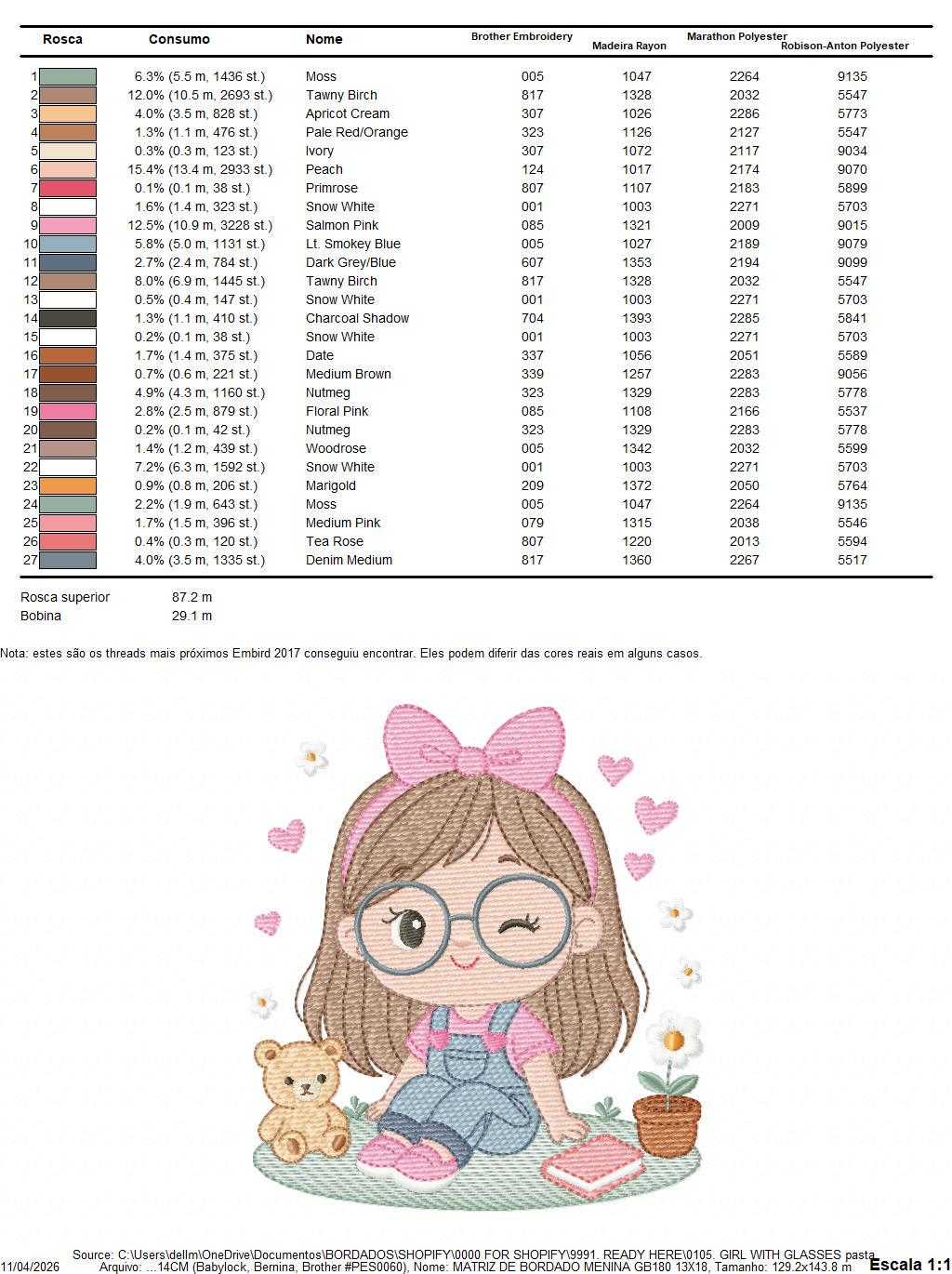 Girl with glasses embroidery designs - Teenager embroidery design machine embroidery pattern - Girl with wavy hair embroidery file download (Copy) Marcia Embroidery