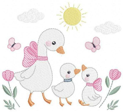 Goose Family embroidery designs - Ducks with flowers machine embroidery pattern - Farm ranch animals  - Instant digital download pes jef dst (Copy) Marcia Embroidery