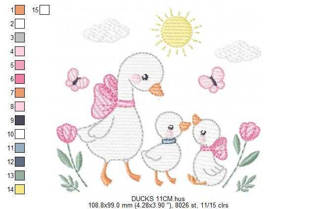 Goose Family embroidery designs - Ducks with flowers machine embroidery pattern - Farm ranch animals  - Instant digital download pes jef dst (Copy) Marcia Embroidery