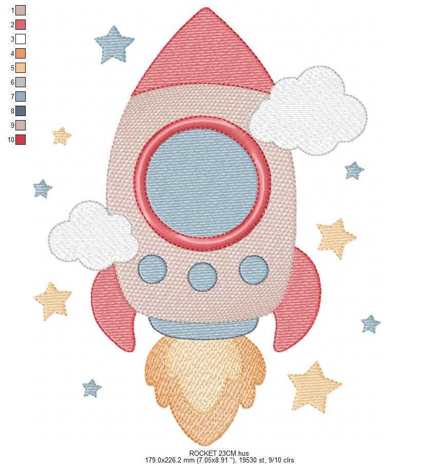 Space Rocket embroidery designs - Rocket with stars machine embroidery pattern - Moon and planet embroidery file - Instant download pes jef (Copy) Marcia Embroidery