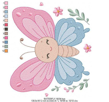 Mini Butterfly embroidery design - Delicate small butterfly machine embroidery pattern - Mini embroidery file - Instant digital download pes (Copy) Marcia Embroidery