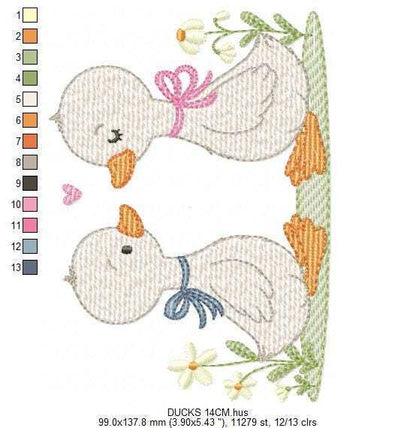 Duck embroidery design - Baby boy duck with mama machine embroidery pattern - Swimming duck file - Instant digital download pes jef dst hus (Copy) Marcia Embroidery
