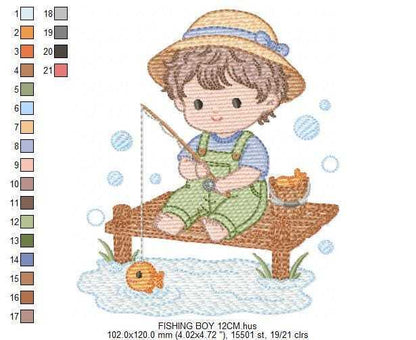 Baby boy embroidery design - Fishing boy embroidery designs machine embroidery pattern - Children toddler embroidery - instant download pes (Copy) Marcia Embroidery