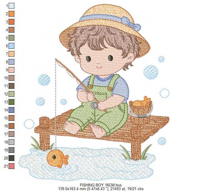 Baby boy embroidery design - Fishing boy embroidery designs machine embroidery pattern - Children toddler embroidery - instant download pes (Copy) Marcia Embroidery