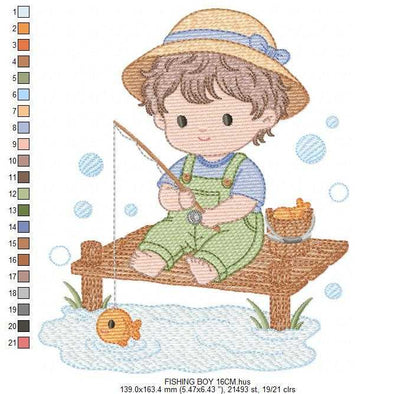 Baby boy embroidery design - Fishing boy embroidery designs machine embroidery pattern - Children toddler embroidery - instant download pes (Copy) Marcia Embroidery