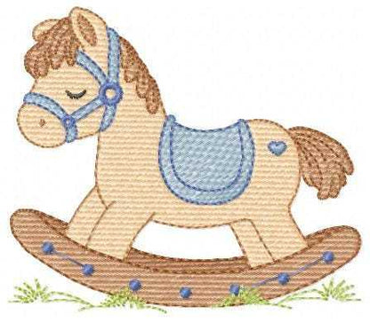 Toy Horse embroidery design - Baby boy Horse machine embroidery pattern - Horse Swing file - Instant download - Marcia Embroidery