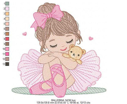 Long hair Ballerina embroidery designs - Ballet dancer machine embroidery pattern - Baby girl file - Instant download pes jef dst vp3 xxx (Copy) Marcia Embroidery