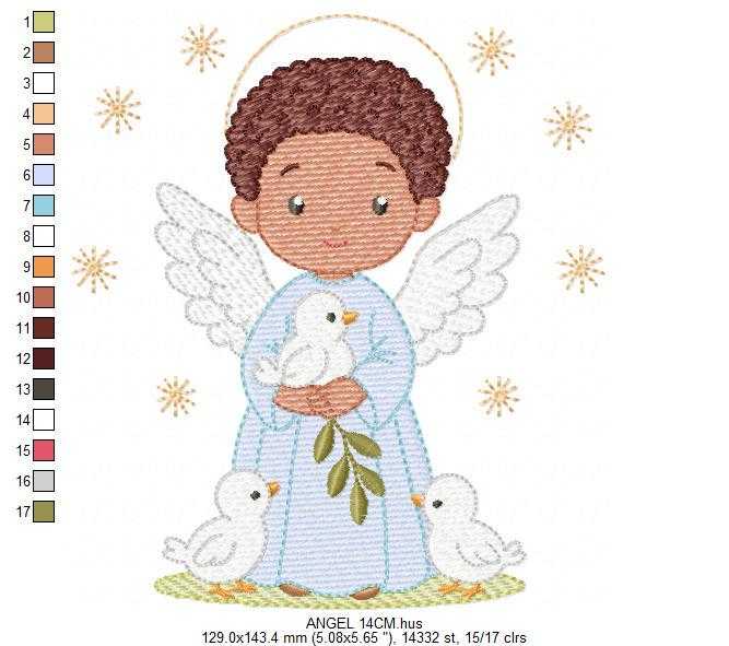 Angel embroidery designs - Angelic Baby Boy with doves machine embroidery pattern - Boy with wings and halo file - Instant download pes jef (Copy) Marcia Embroidery