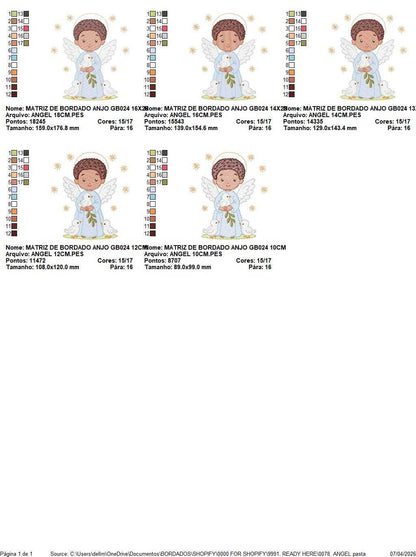 Angel embroidery designs - Angelic Baby Boy with doves machine embroidery pattern - Boy with wings and halo file - Instant download pes jef (Copy) Marcia Embroidery