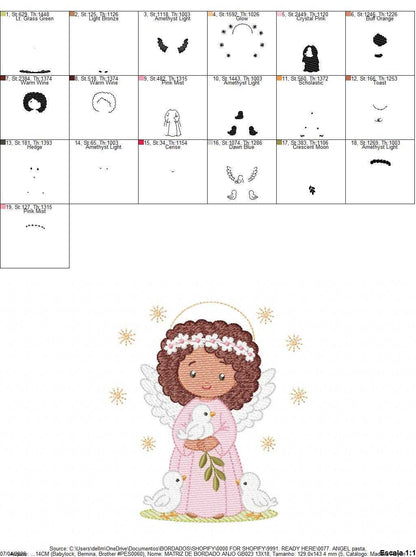 Angel embroidery designs - Angelic Baby girl with doves machine embroidery pattern - Girl with wings and halo file - Instant download pes (Copy) Marcia Embroidery