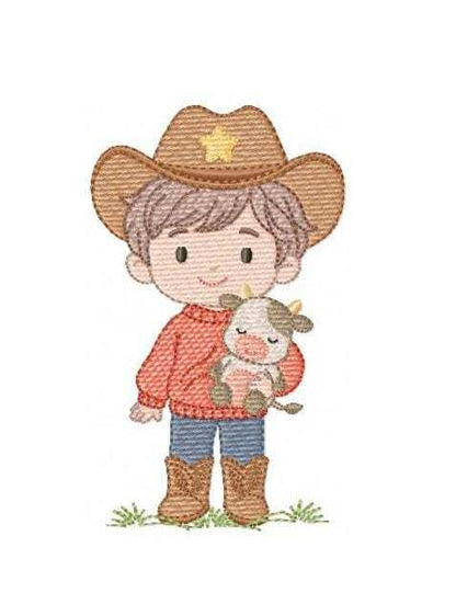 Cowboy embroidery design - Country Baby Boy machine embroidery pattern - Farm Ranch hat wrangler file - Instant download
