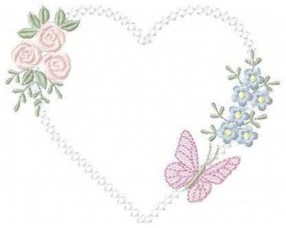 Heart with flowers embroidery designs - Floral heart frame machine embroidery pattern - Baby girl file - Instant digital download pes jef (Copy) (Copy) Marcia Embroidery