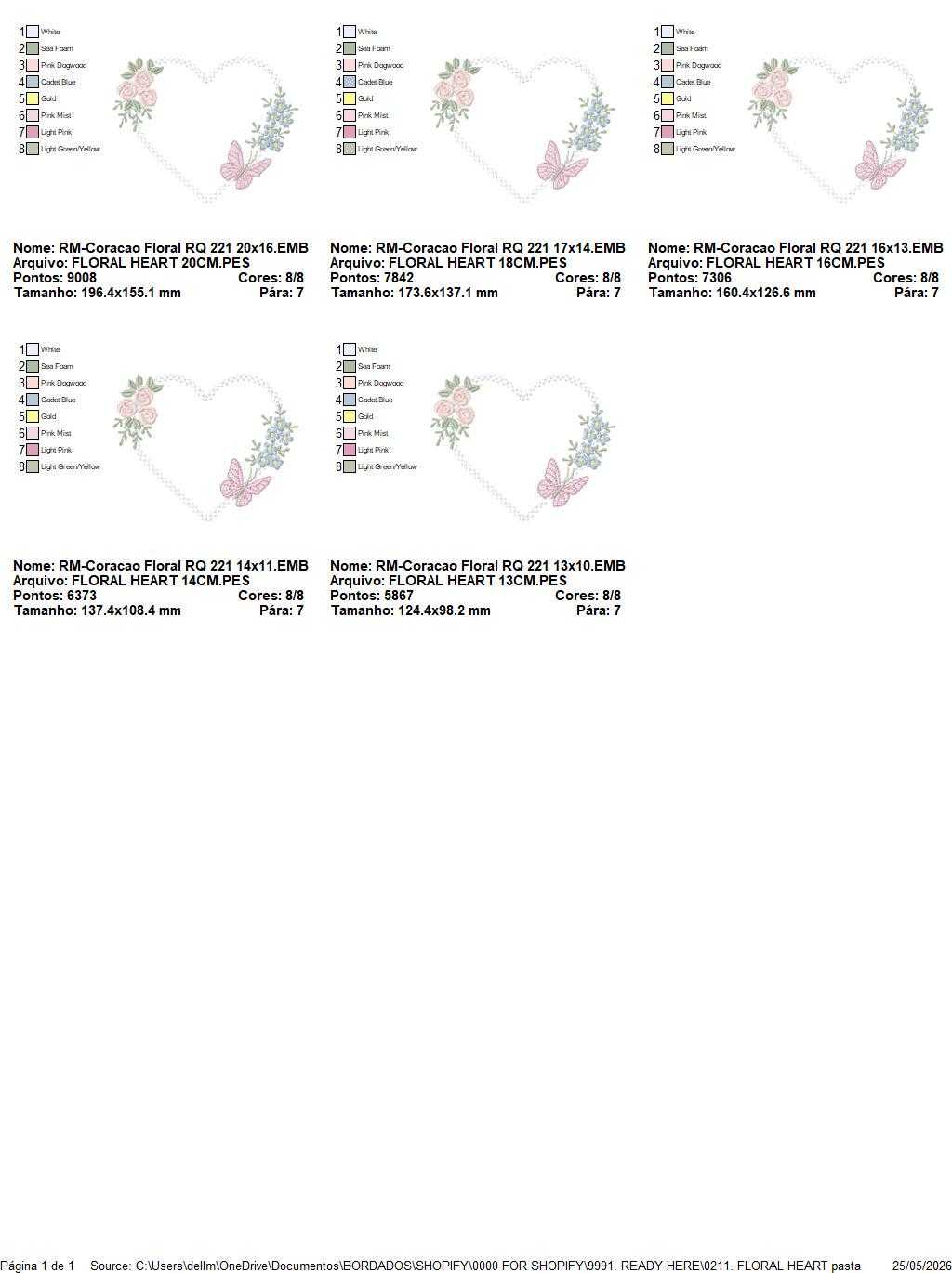 Heart with flowers embroidery designs - Floral heart frame machine embroidery pattern - Baby girl file - Instant digital download pes jef (Copy) (Copy) Marcia Embroidery