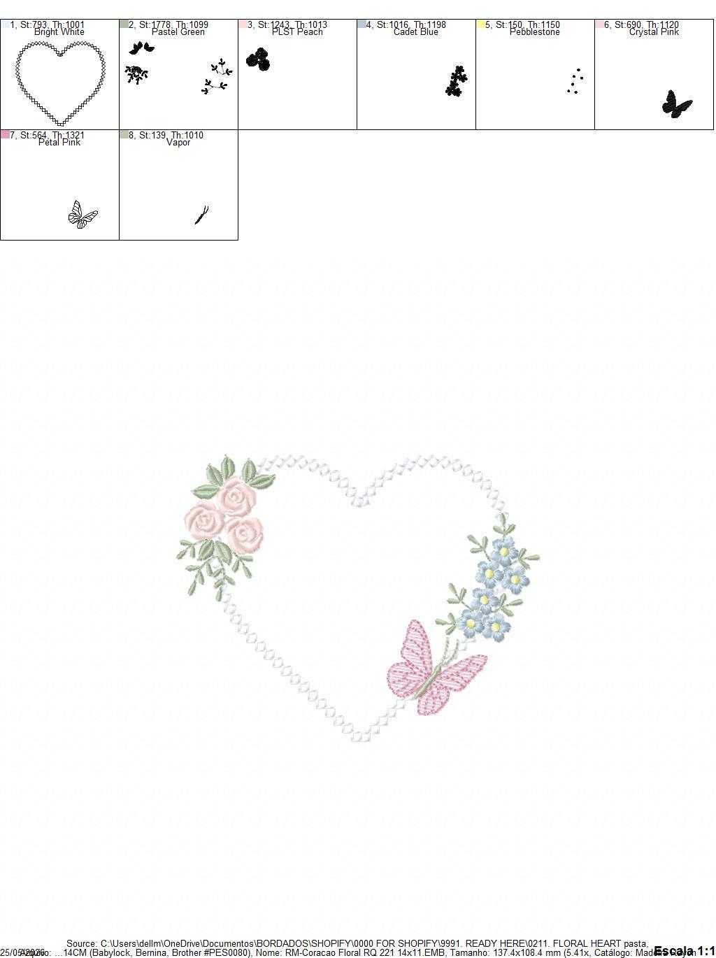 Heart with flowers embroidery designs - Floral heart frame machine embroidery pattern - Baby girl file - Instant digital download pes jef (Copy) (Copy) Marcia Embroidery