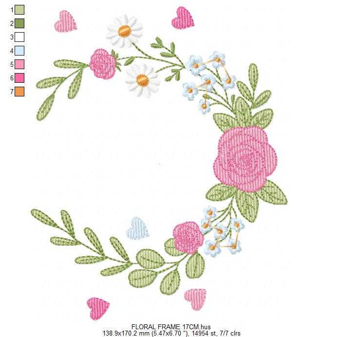 Monogram Floral Frame embroidery designs - Roses Frame machine embroidery pattern - Floral wreath garland file - Instant download pes jef (Copy) Marcia Embroidery