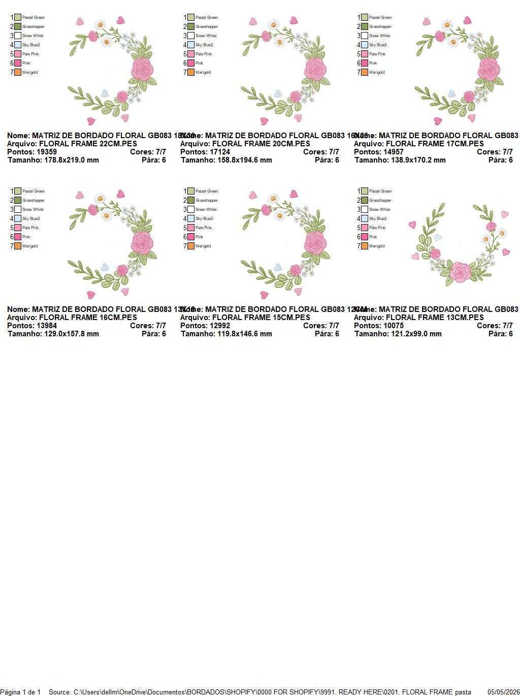 Monogram Floral Frame embroidery designs - Roses Frame machine embroidery pattern - Floral wreath garland file - Instant download pes jef (Copy) Marcia Embroidery