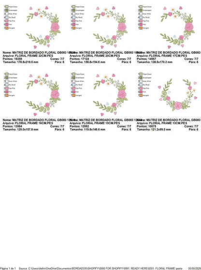 Monogram Floral Frame embroidery designs - Roses Frame machine embroidery pattern - Floral wreath garland file - Instant download pes jef (Copy) Marcia Embroidery