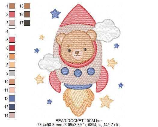 Space Rocket embroidery designs - Rocket with stars machine embroidery pattern - Baby Boy file - Instant digital download pes jef dst (Copy) Marcia Embroidery