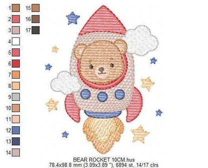 Space Rocket embroidery designs - Rocket with stars machine embroidery pattern - Baby Boy file - Instant digital download pes jef dst (Copy) Marcia Embroidery