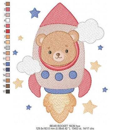 Space Rocket embroidery designs - Rocket with stars machine embroidery pattern - Baby Boy file - Instant digital download pes jef dst (Copy) Marcia Embroidery