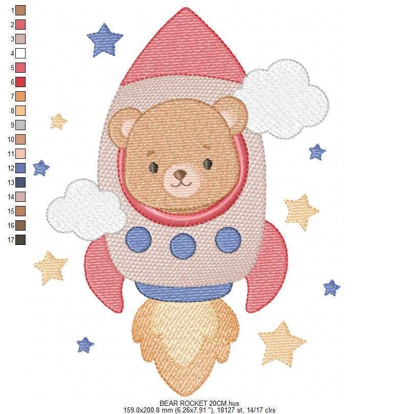 Space Rocket embroidery designs - Rocket with stars machine embroidery pattern - Baby Boy file - Instant digital download pes jef dst (Copy) Marcia Embroidery