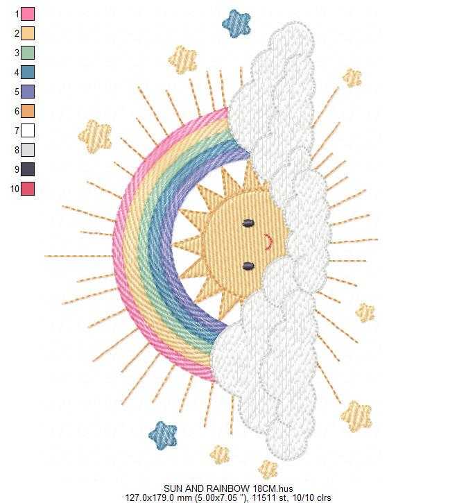 Rainbow embroidery design - Sun embroidery designs machine embroidery pattern - sky embroidery file - kid embroidery rainbow pes download (Copy) Marcia Embroidery