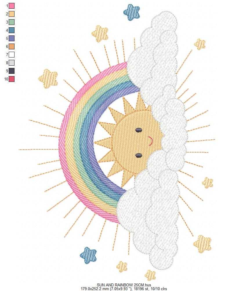 Rainbow embroidery design - Sun embroidery designs machine embroidery pattern - sky embroidery file - kid embroidery rainbow pes download (Copy) Marcia Embroidery
