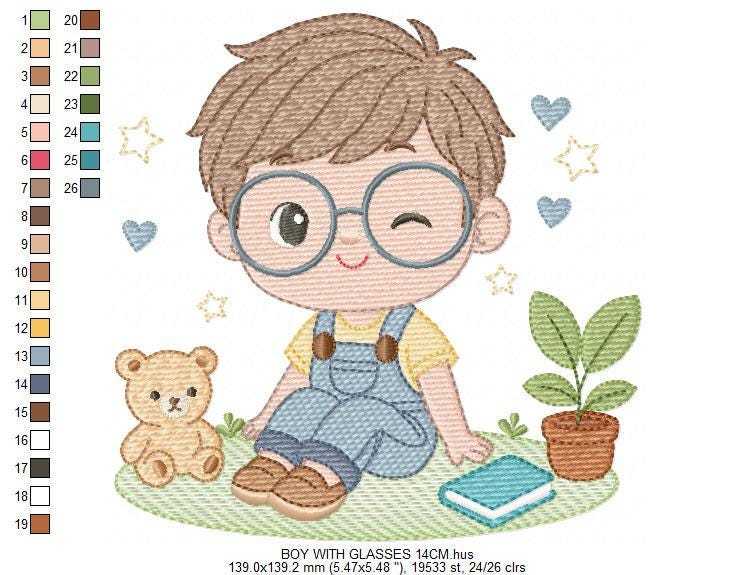 Girl with glasses embroidery designs - Teenager embroidery design machine embroidery pattern - Girl with wavy hair embroidery file download (Copy) Marcia Embroidery