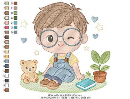 Girl with glasses embroidery designs - Teenager embroidery design machine embroidery pattern - Girl with wavy hair embroidery file download (Copy) Marcia Embroidery
