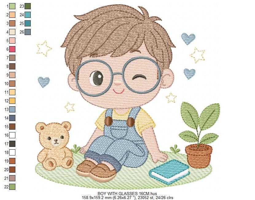 Girl with glasses embroidery designs - Teenager embroidery design machine embroidery pattern - Girl with wavy hair embroidery file download (Copy) Marcia Embroidery