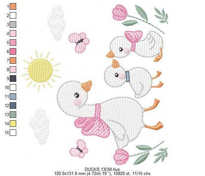 Goose Family embroidery designs - Ducks with flowers machine embroidery pattern - Farm ranch animals  - Instant digital download pes jef dst (Copy) Marcia Embroidery
