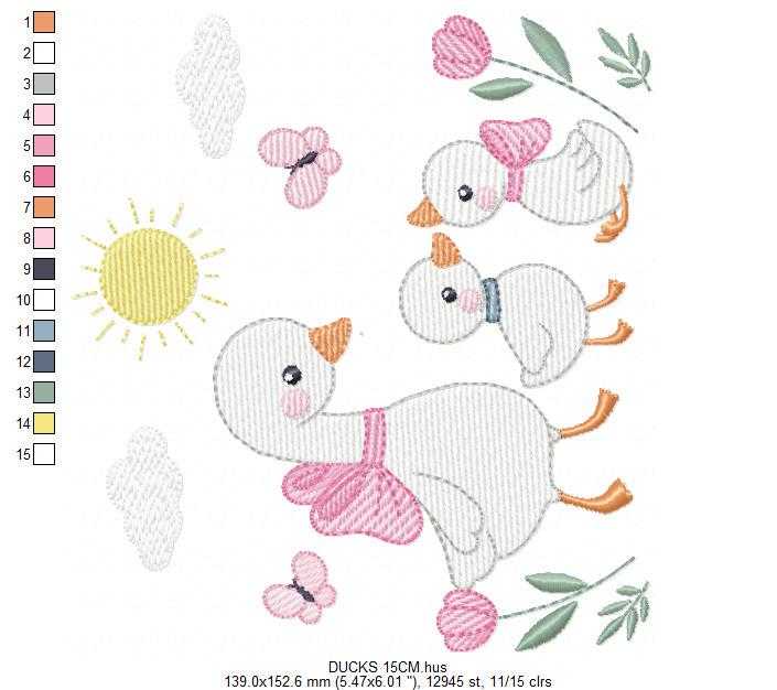 Goose Family embroidery designs - Ducks with flowers machine embroidery pattern - Farm ranch animals  - Instant digital download pes jef dst (Copy) Marcia Embroidery