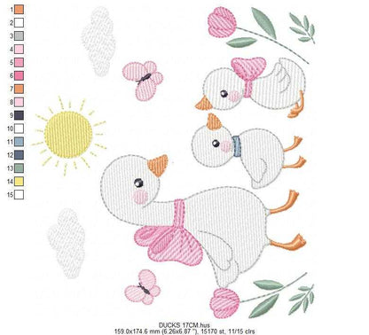 Goose Family embroidery designs - Ducks with flowers machine embroidery pattern - Farm ranch animals  - Instant digital download pes jef dst (Copy) Marcia Embroidery