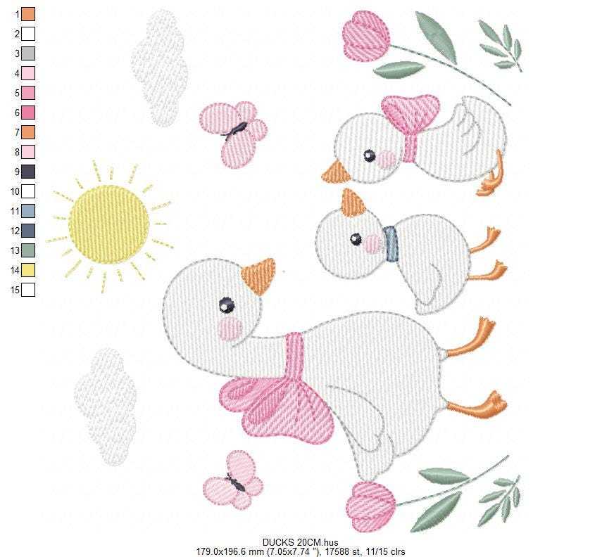 Goose Family embroidery designs - Ducks with flowers machine embroidery pattern - Farm ranch animals  - Instant digital download pes jef dst (Copy) Marcia Embroidery