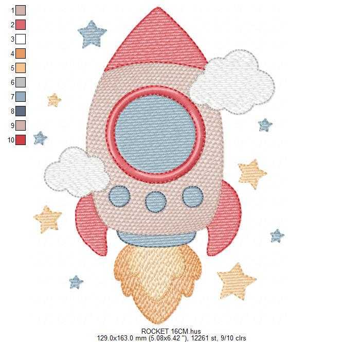 Space Rocket embroidery designs - Rocket with stars machine embroidery pattern - Moon and planet embroidery file - Instant download pes jef (Copy) Marcia Embroidery