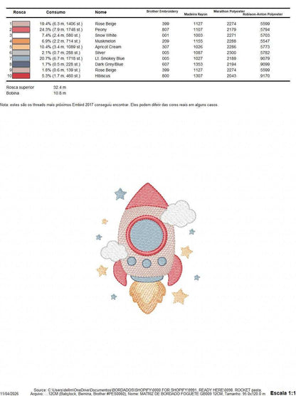 Space Rocket embroidery designs - Rocket with stars machine embroidery pattern - Moon and planet embroidery file - Instant download pes jef (Copy) Marcia Embroidery