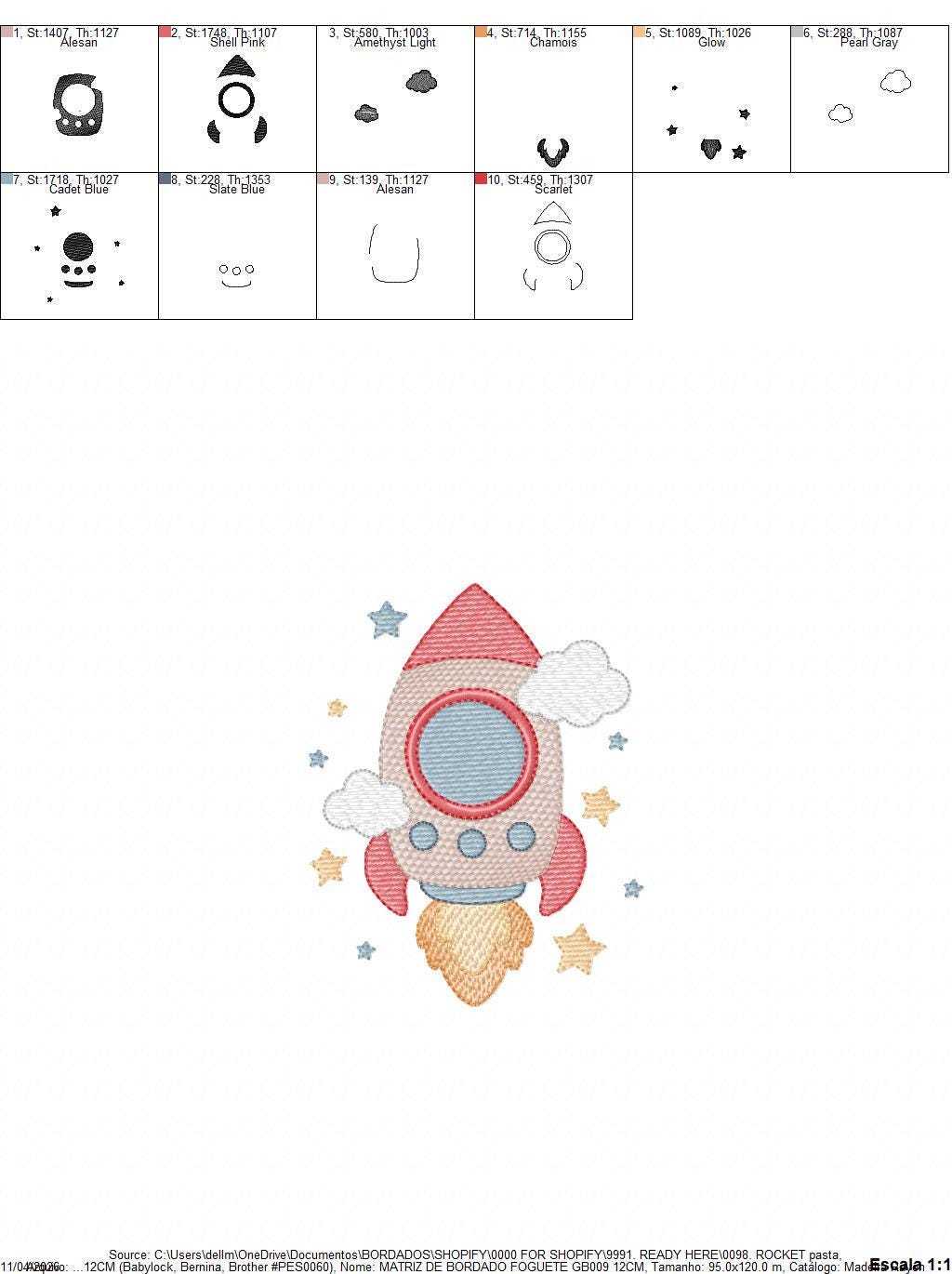 Space Rocket embroidery designs - Rocket with stars machine embroidery pattern - Moon and planet embroidery file - Instant download pes jef (Copy) Marcia Embroidery