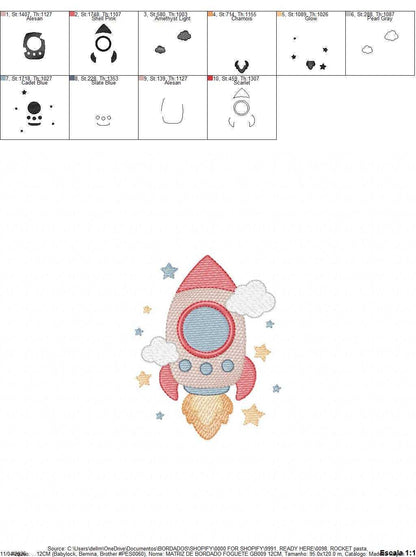 Space Rocket embroidery designs - Rocket with stars machine embroidery pattern - Moon and planet embroidery file - Instant download pes jef (Copy) Marcia Embroidery