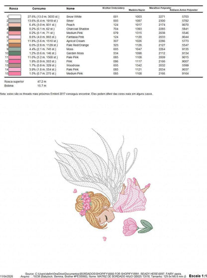 Fairy with curly hair and flower embroidery designs - Baby girl with wings and wand machine pattern - Magical Pixie - Instant download pes (Copy) Marcia Embroidery