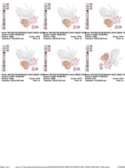 Fairy with curly hair and flower embroidery designs - Baby girl with wings and wand machine pattern - Magical Pixie - Instant download pes (Copy) Marcia Embroidery