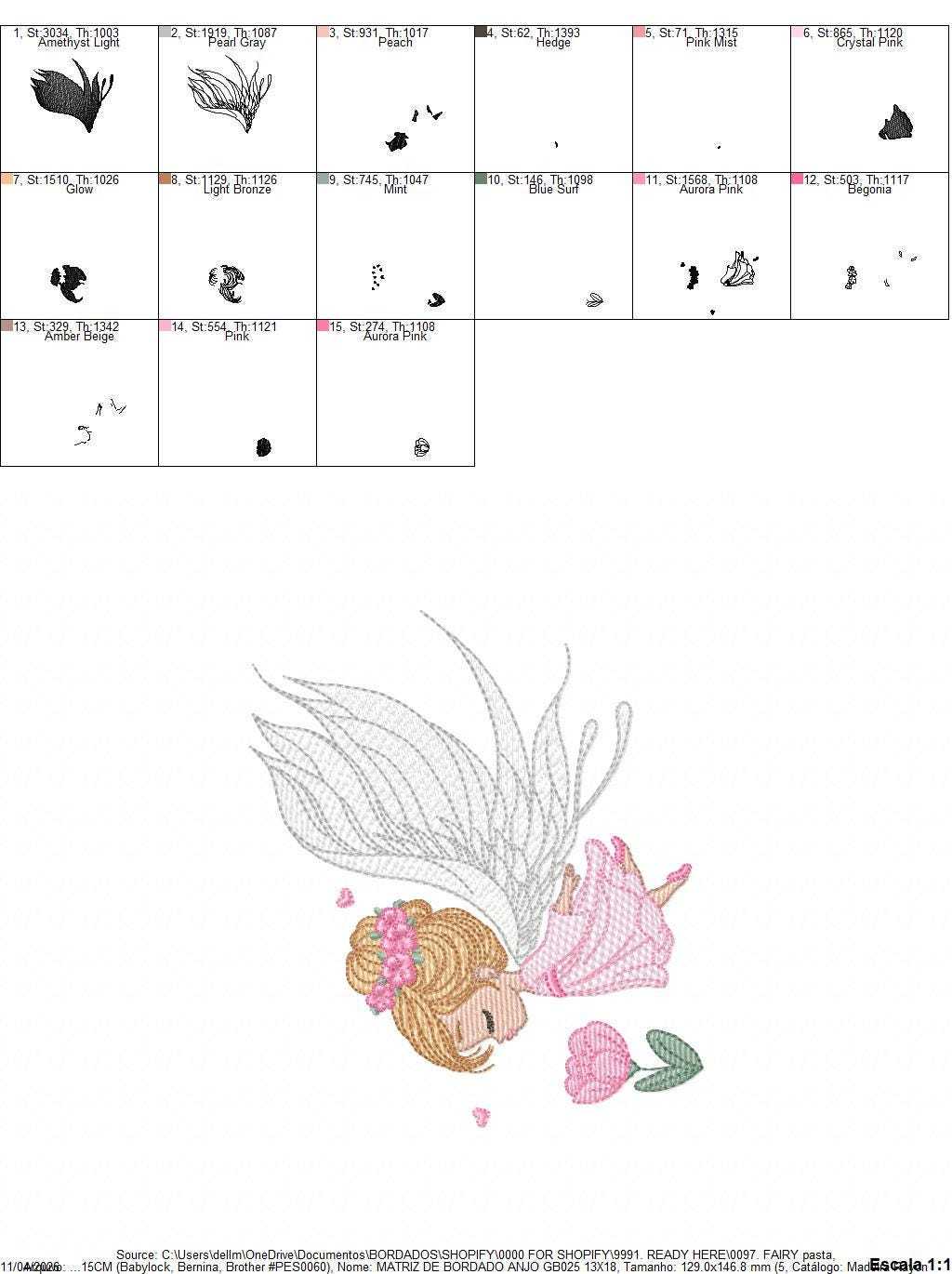 Fairy with curly hair and flower embroidery designs - Baby girl with wings and wand machine pattern - Magical Pixie - Instant download pes (Copy) Marcia Embroidery