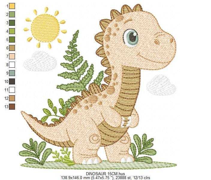 Dinosaur embroidery designs - Dino embroidery design machine embroidery pattern - instant download - Tyrannosaurus embroidery file T rex pes (Copy) Marcia Embroidery