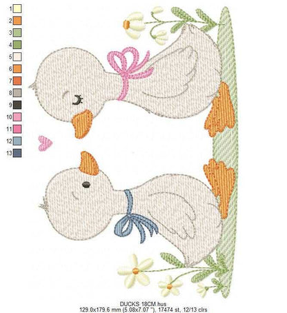 Duck embroidery design - Baby boy duck with mama machine embroidery pattern - Swimming duck file - Instant digital download pes jef dst hus (Copy) Marcia Embroidery
